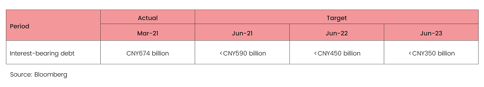 Interest bearing debt table
